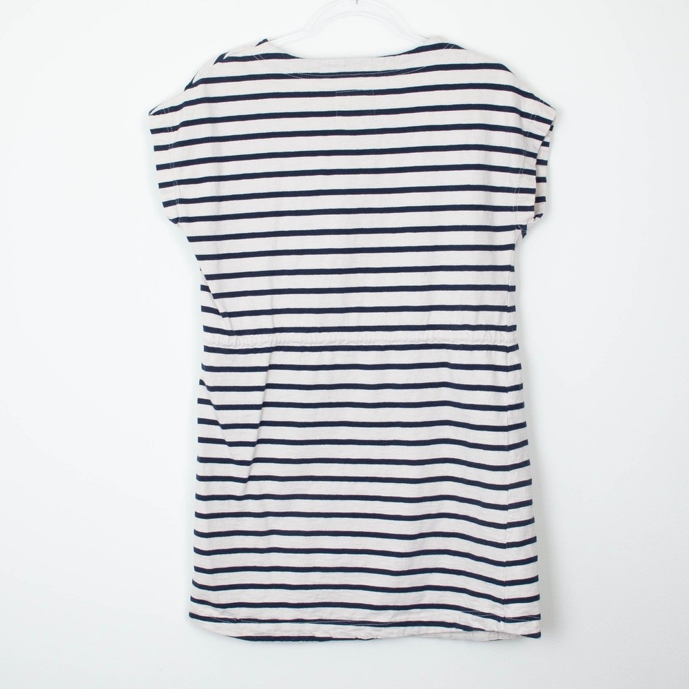 The Black Dog Striped T-Shirt Dress Small Navy Blue Nautical Drawstring Cotton - Picture 8 of 8